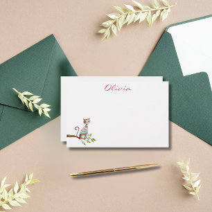 Whimsical Cat Mum Cat Lover Cute Watercolor Custom Stationery