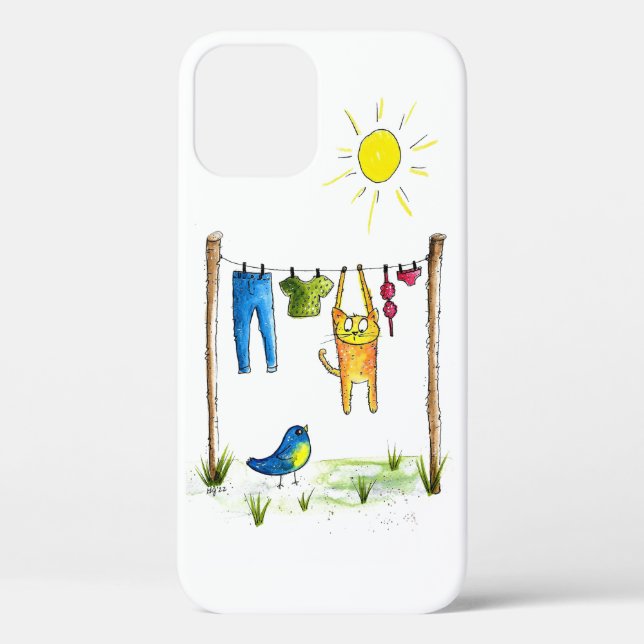 Whimsical Cat on a Clothesline Case-Mate iPhone Case (Back)