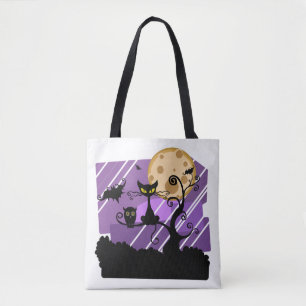 Whimsical Cat, Owl and Bat Tote Bag