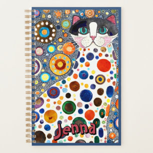 Whimsical Cat Personalised Spiral Weekly Monthly Planner