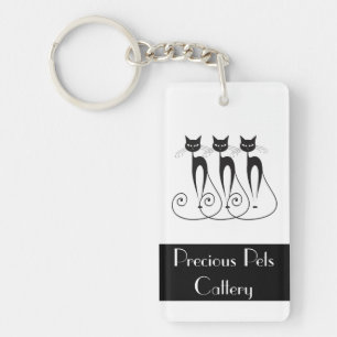 Whimsical cat PERSONALIZE Key Ring