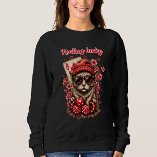 Whimsical Cat Poker Celebration Sweatshirt
