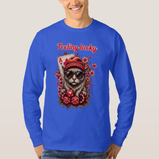 Whimsical Cat Poker Celebration T-Shirt