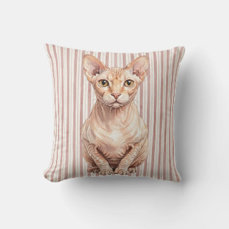 Whimsical Cat Portrait Pillow Cover