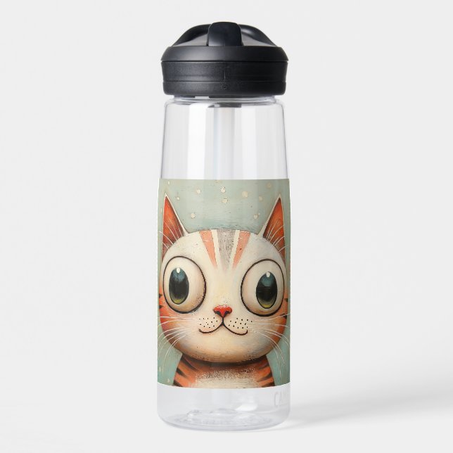Whimsical Cat  Water Bottle (Front)