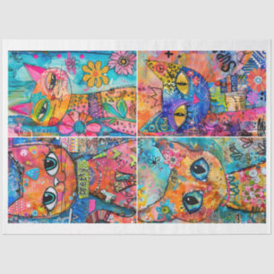 Whimsical Cats for Scrapbooking Mixed Media Tissue Paper