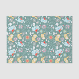 Whimsical cats hearts love tissue paper