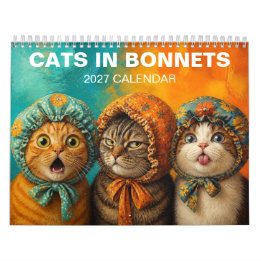 Whimsical Cats in Floral Bonnets 2027 Calendar