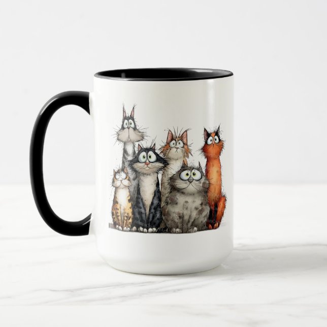 Whimsical cats mug (Left)