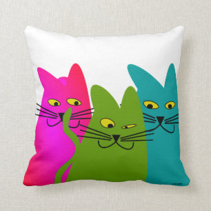 Whimsical Cats Pillow "Best Buddies"