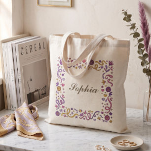 Whimsical Celebration Ribbon & Sparkle Frame Tote Bag