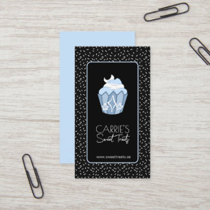 Whimsical Celestial Blue Moon Cupcake Business Card