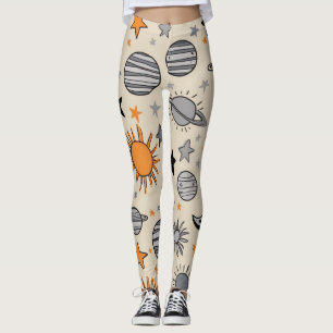 Whimsical Celestial Doodle Leggings