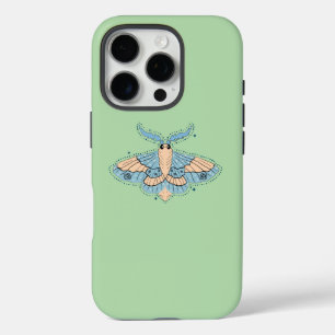 Whimsical Celestial Moth — Soft Blue & Peach iPhone 16 Pro Case