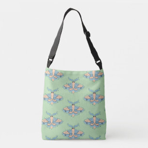 Whimsical Celestial Moth — Soft Blue & Peach Crossbody Bag