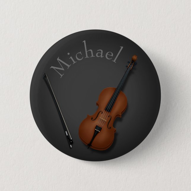 Whimsical Cello & Bow Custom Classical Musician's 6 Cm Round Badge (Front)