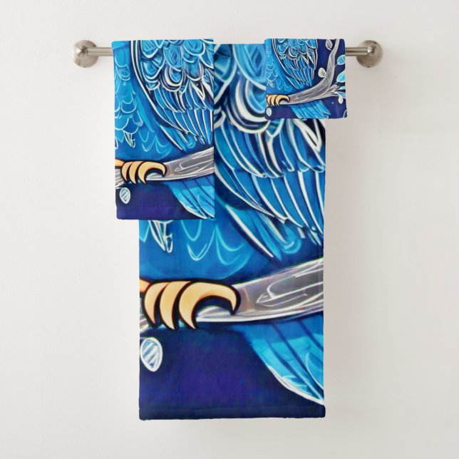 Whimsical Chalk Owl Bath Towel Set (Insitu)