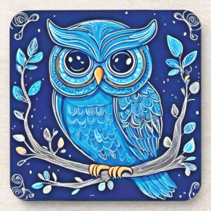 Whimsical Chalk Owl Coaster
