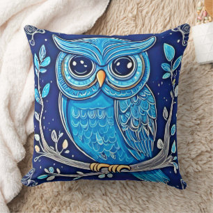 Whimsical Chalk Owl Cushion