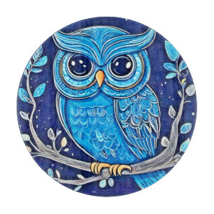Whimsical Chalk Owl Cutting Board