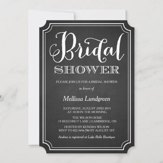 Whimsical Chalkboard Bridal Shower Invitation (Front)