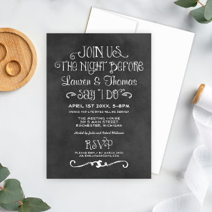 Whimsical Chalkboard Say I Do Rehearsal Dinner Invitation