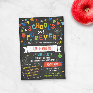 Whimsical Chalkboard School Teacher Retirement Invitation