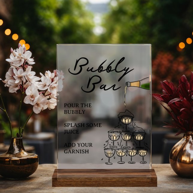 Whimsical Champagne Prosecco Bubbly Bar Acrylic Sign (Whimsical Champagne Prosecco Bubbly Bar Acrylic Sign)