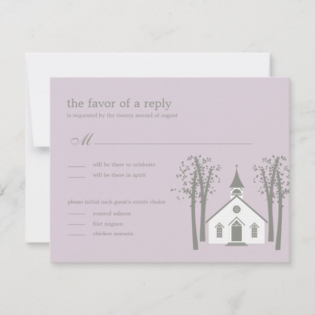 Whimsical Chapel Wedding RSVP / Response Card (Front)