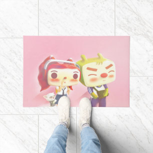Whimsical Characters with Cat Doormat