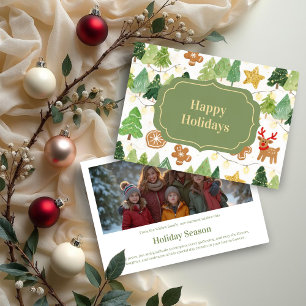 Whimsical Charming Watercolor Christmas Desing Holiday Card