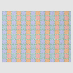 Whimsical Checkered Tile with Leafy Vines Tissue Paper