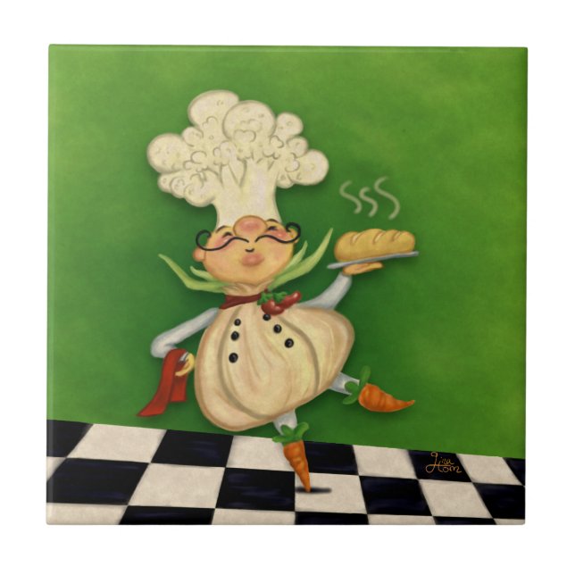 Whimsical Chef Ceramic Tile (Front)