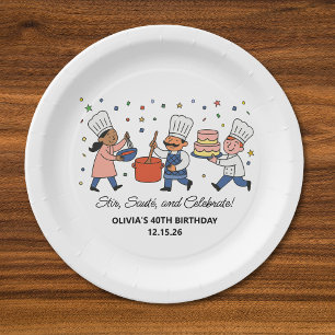 Whimsical Chef Cooking Class Birthday Party Paper Plate