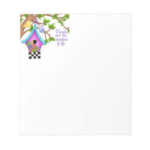 Whimsical Chequerboard Birdhouse Notepad