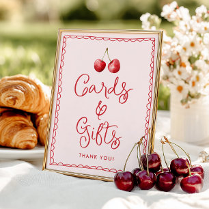 Whimsical Cherry Baby Shower Cards and Gifts Sign