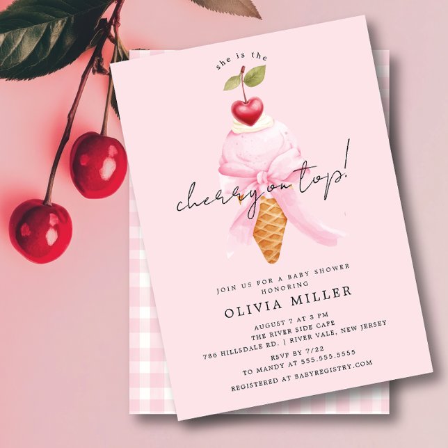 Whimsical Cherry Baby Shower  Invitation (Creator Uploaded)