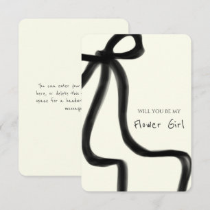 Whimsical Chic Black Bow Flower Girl Proposal Card
