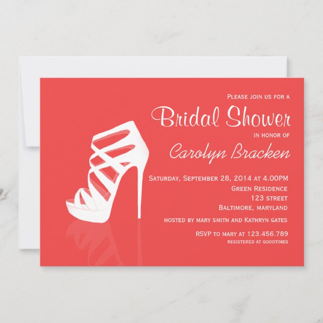Whimsical Chic High Heel Bridal Shower Invite (Front)