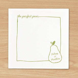 Whimsical & Chic Personalised Funny Pear Wedding Napkin