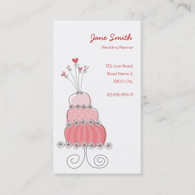 Whimsical Chic Pink Wedding Cake Profile Card (Front)