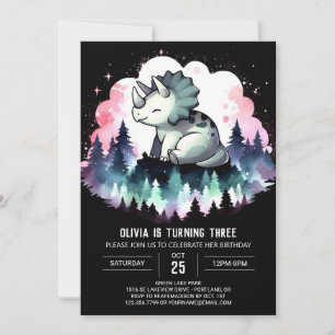 Whimsical Chic Triceratops Birthday Invitation