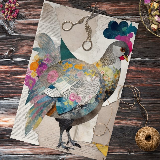 Whimsical Chicken Collage Decoupage Tissue Paper (Creator Uploaded)