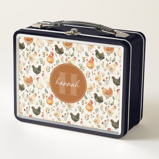 Whimsical Chicken Metal Lunchbox (Front)