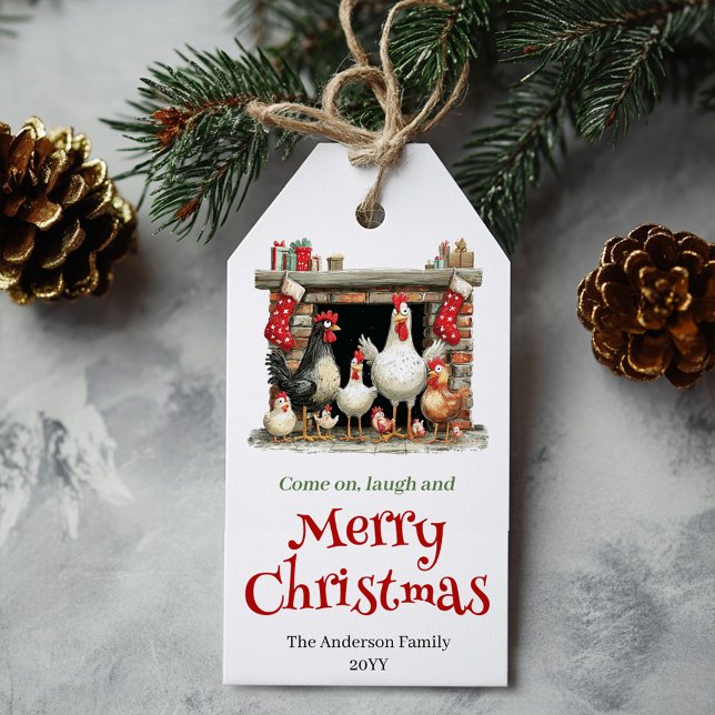 Whimsical Chickens Christmas Gift Tag Template (Whimsical Chickens Christmas Gift Tag Template)