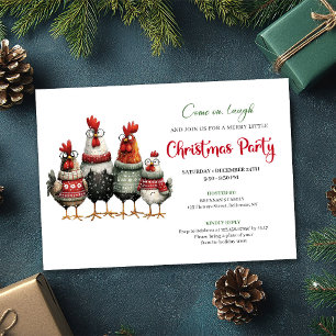 Whimsical Chickens Festive Cartoon Party Invite