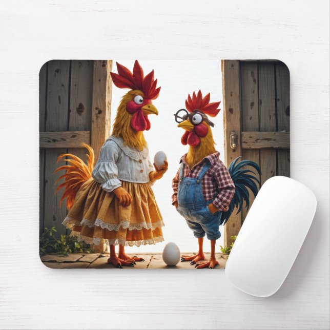 Whimsical Chickens With Eggs Mouse Pad (With Mouse)
