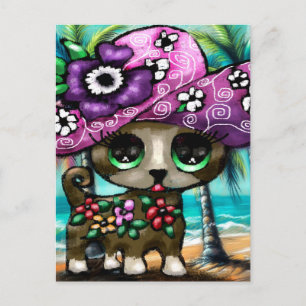 Whimsical Chihuahua Dog on Vacation Palm Trees Postcard