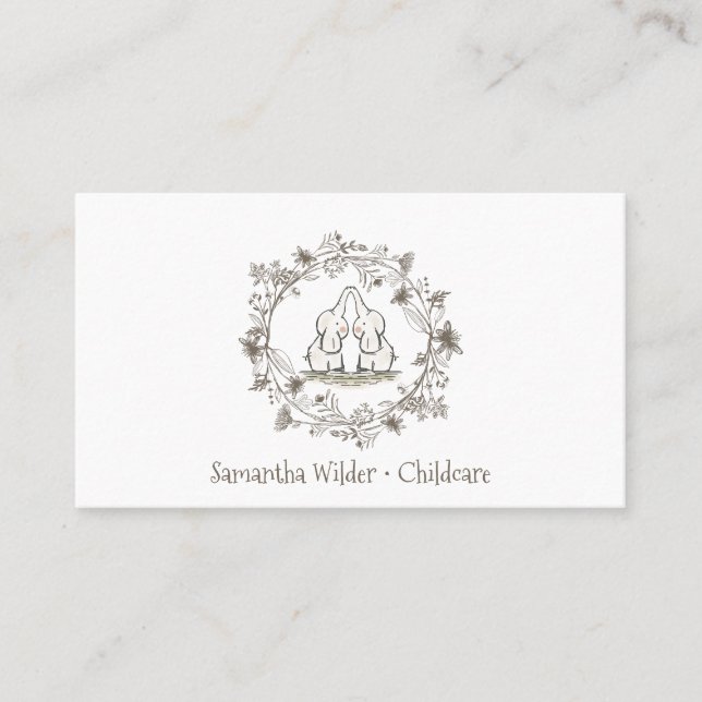 Whimsical Childcare Or Babysitter Business Card (Front)
