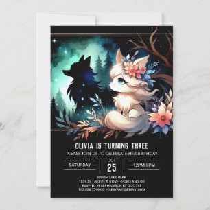 Whimsical Children Wolf Birthday Invitation